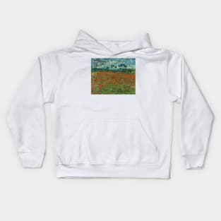 Poppy Field by Vincent van Gogh Kids Hoodie